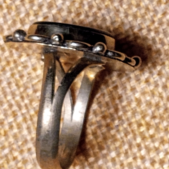 Silver Onyx Vintage Mexico Statement Ring Size 10.75" - Picture 11 of 12